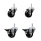 Service Caster 3 Inch Soft Rubber Wheel Swivel 58 Inch Threaded Stem Caster Set 2 Brakes SCC SCC-TS20S314-SRS-58212-2-PLB-2 - alternate 1